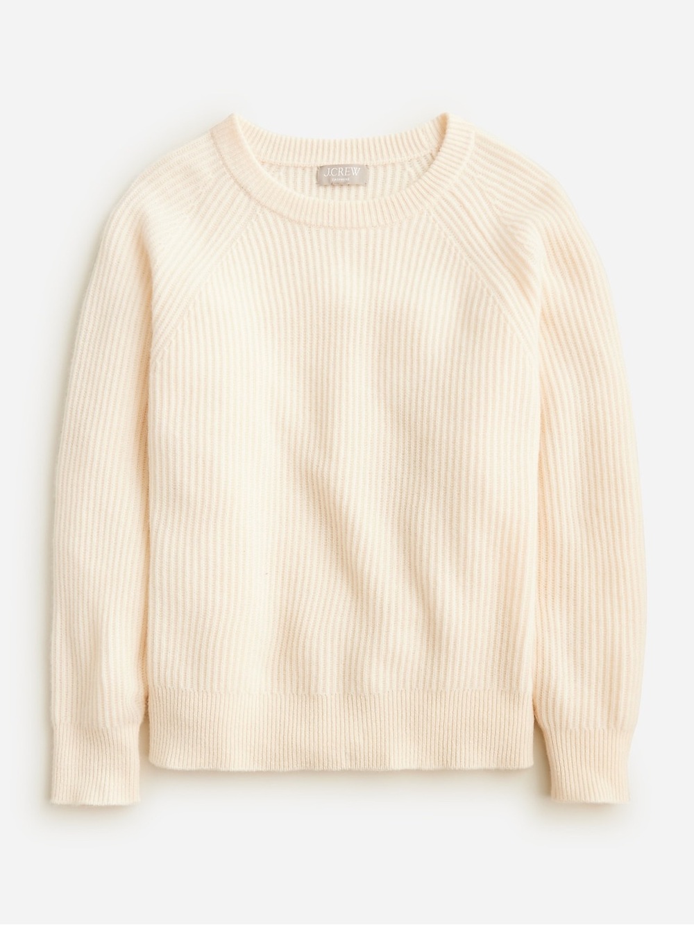 J.Crew Ribbed Cashmere Oversized Crewneck Sweater Ivory Large